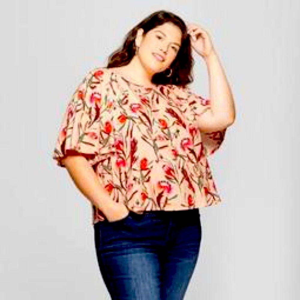 Ava & Viv Floral Ruffle Sleeve Blouse – Size 2X